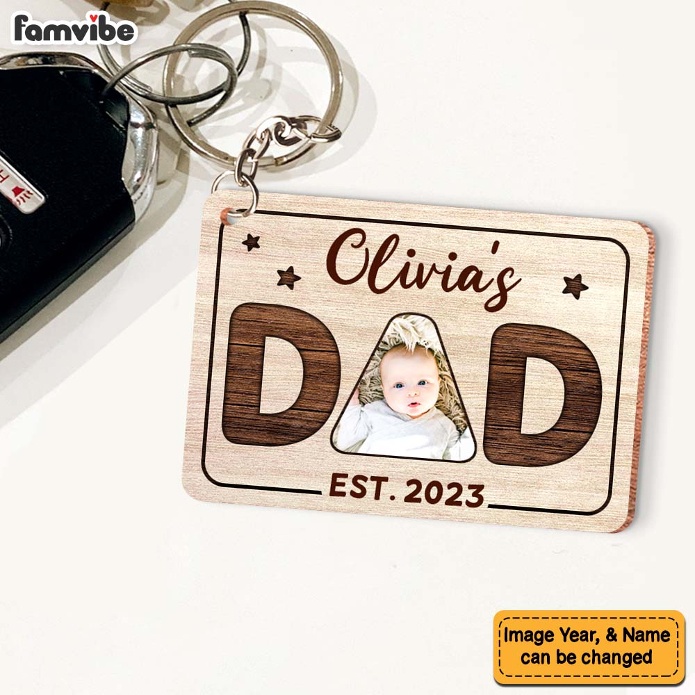 Personalized Gift For Dad Photo Wood Keychain 25331 Primary Mockup