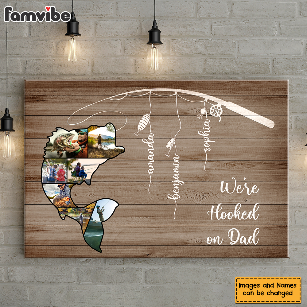 Personalized Gift for Dad We Are Hooked Canvas 26061 Primary Mockup