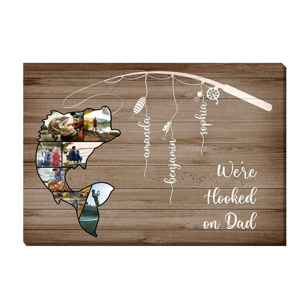 Personalized Gift for Dad We Are Hooked Canvas 26061 Primary Mockup