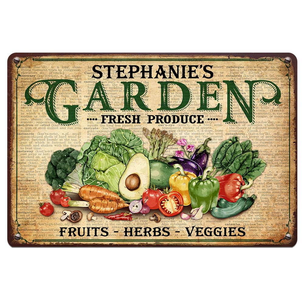 Personalized Gift For Family Fresh Produce Fruits Herbs Veggies Metal Sign 26150 Primary Mockup