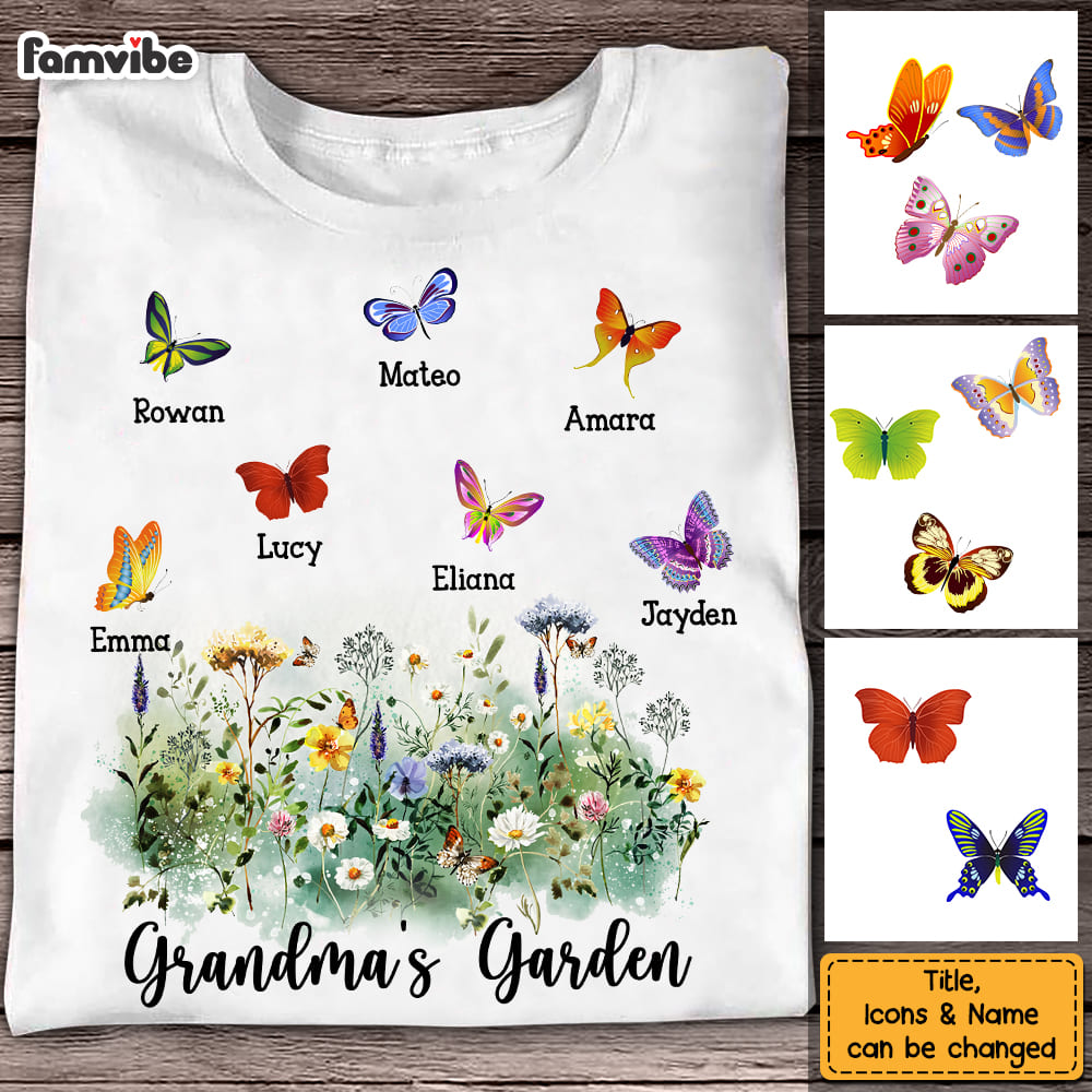 Personalized Gift For Grandma's Garden Butterflies Shirt Hoodie Sweatshirt 26703 Primary Mockup