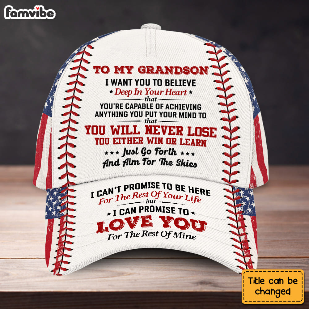 Personalized Gift For Grandson You Will Never Lose Baseball Cap 26835 Primary Mockup