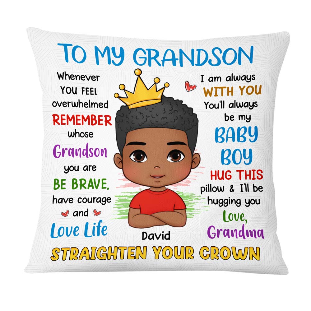 Personalized Gift For Grandson Straighten Your Crown Pillow 27243 Primary Mockup