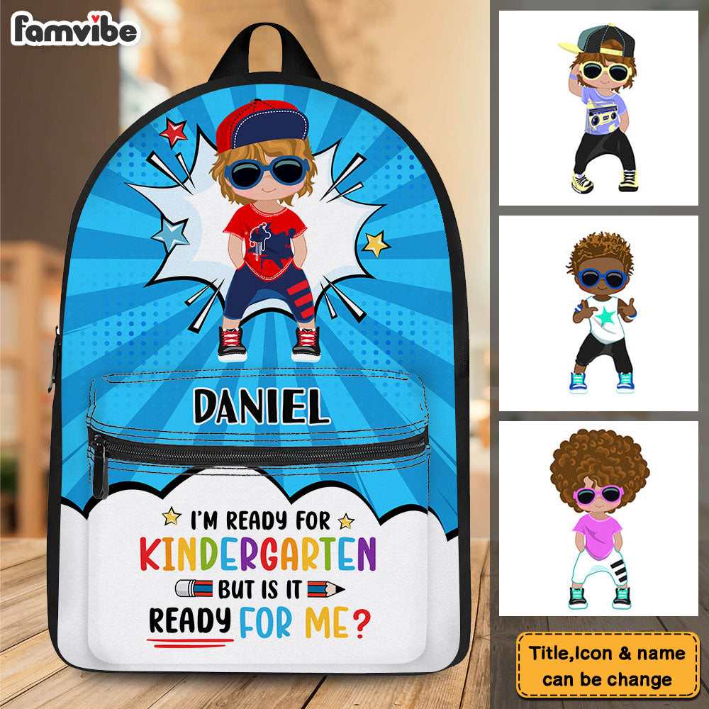 Personalized Gift For Grandson Back To School I'm Ready For Kindergarten BackPack 27321 Primary Mockup