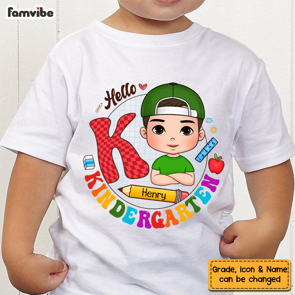 Personalized Gift For Grandson  Hello Kindergarten Back To School Kid T Shirt 27484 Mockup White