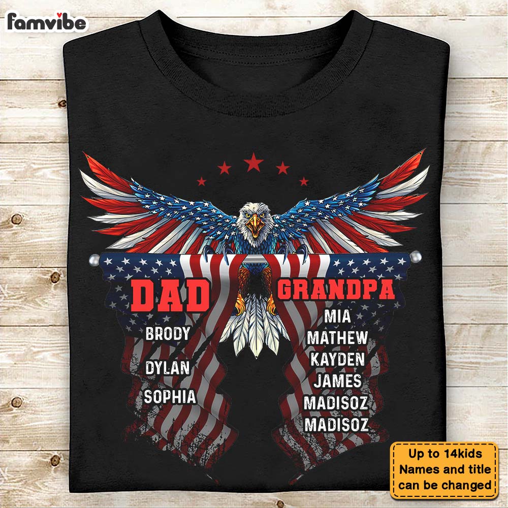 Personalized Gift For Grandpa Dad Eagle Flag Shirt Hoodie Sweatshirt 27505 Primary Mockup