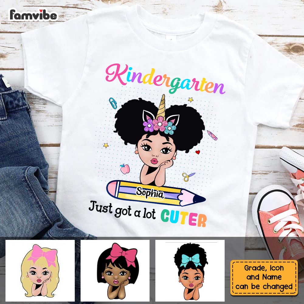 Personalized Gift For Granddaughter Back To School Just Got A Lot Cuter Kid T Shirt 27812 Mockup White