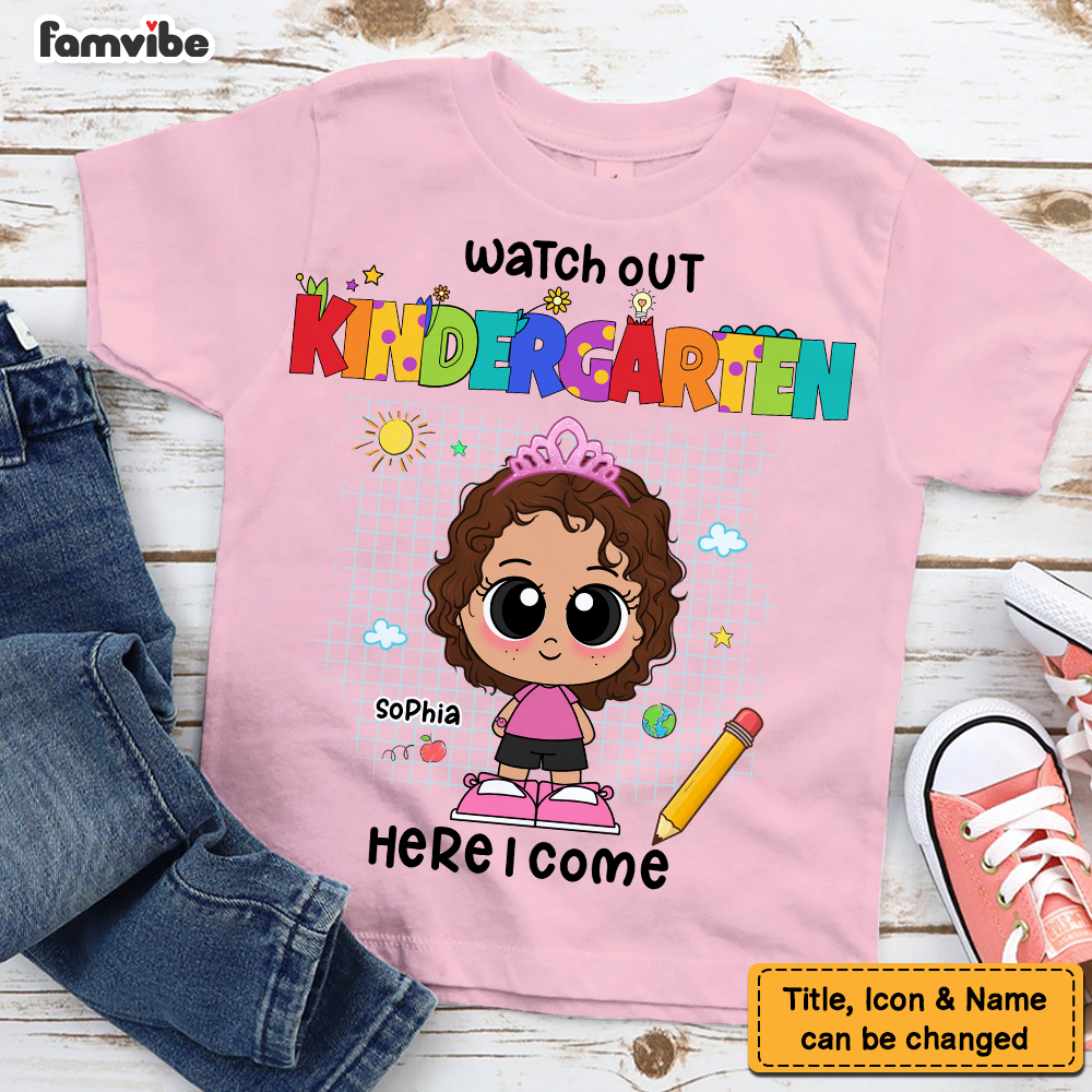 Personalized Gift For Granddaughter Watch Out Kindergarten Kid T Shirt 27850 Mockup Black