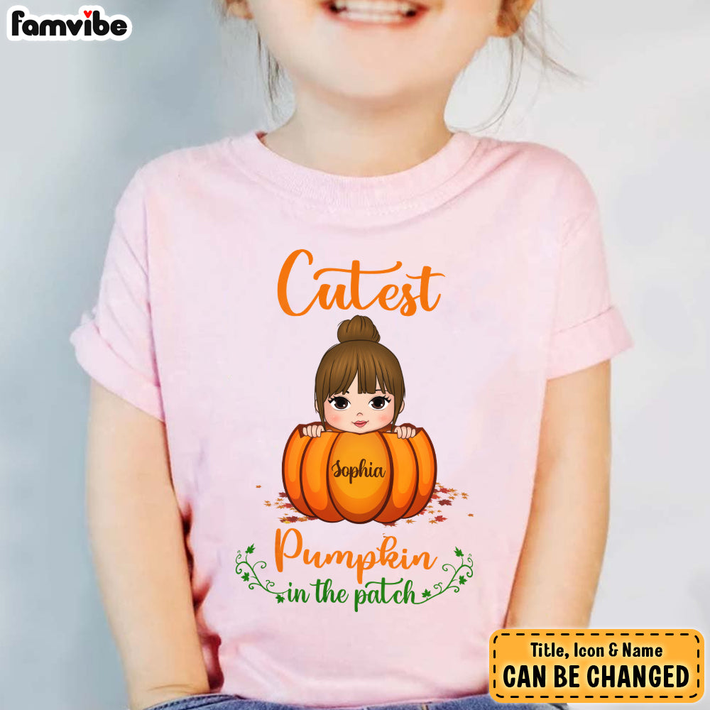 Personalized Gift For Granddaughter Cutest Pumpkin In The Patch Kid T Shirt 28194 Mockup Black