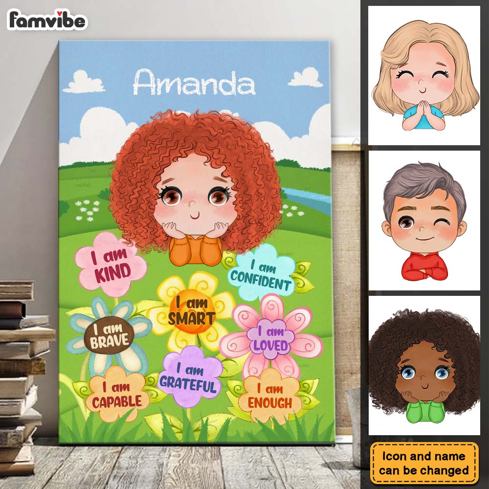 Personalized Gift For Granddaughter 'I Am Kind' Flower Canvas 28196 Primary Mockup