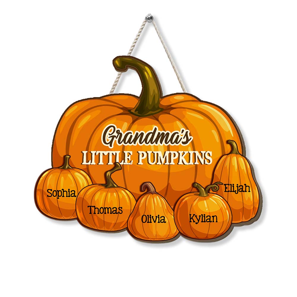 Personalized Gift For Grandma Little Pumpkins Wood Sign 28236 Primary Mockup