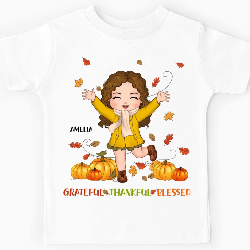 Personalized Gift For Granddaughter Fall Grateful Thankful Blessed Kid T Shirt 28337 Mockup 2