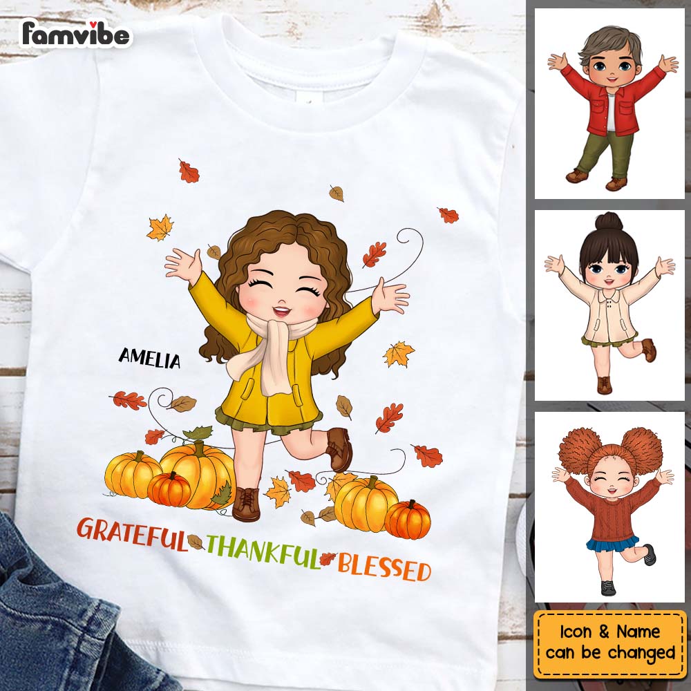 Personalized Gift For Granddaughter Fall Grateful Thankful Blessed Kid T Shirt 28337 Mockup 2