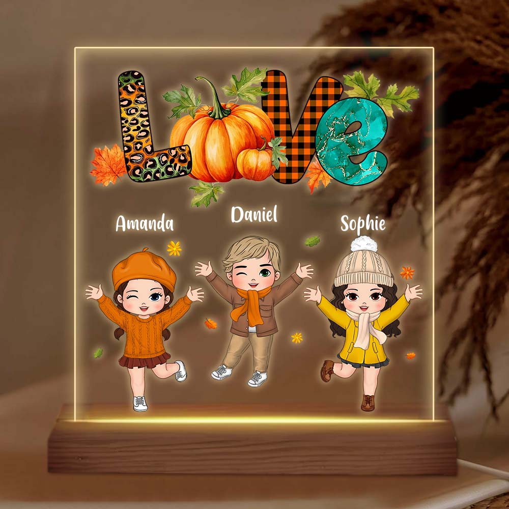 Personalized Gift For Grandma Love Fall Theme Plaque LED Lamp Night Light 28499 Mockup 3