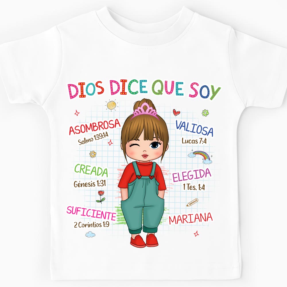 Personalized Granddaughter Que Soy God Says Spanish Kid T Shirt 28775 Mockup Black
