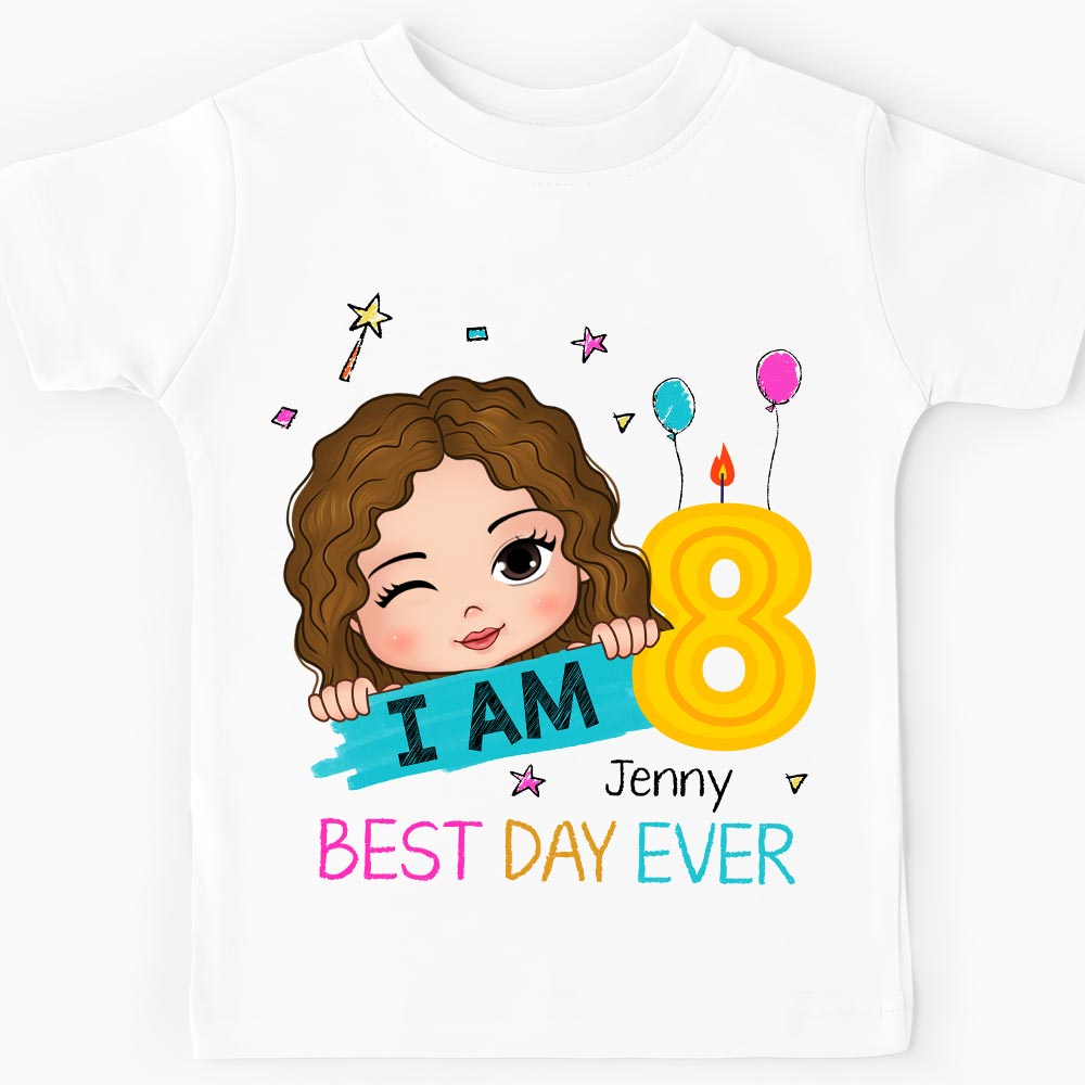 Personalized Birthday Gift For Granddaughter I Am 8 Kid T Shirt 29598 Mockup Black