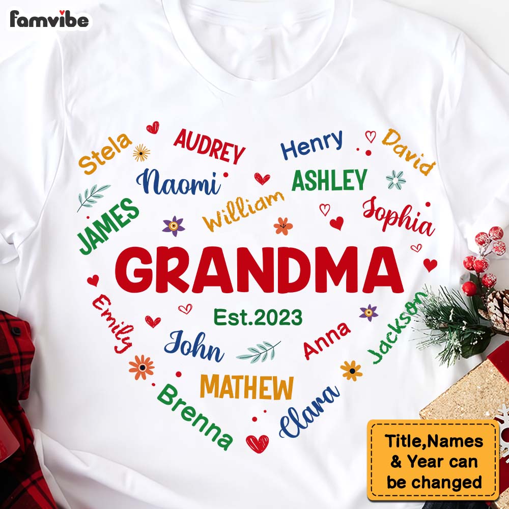 Personalized Gift For Grandma Glitter Custom Name Shirt Hoodie Sweatshirt 30263 Primary Mockup