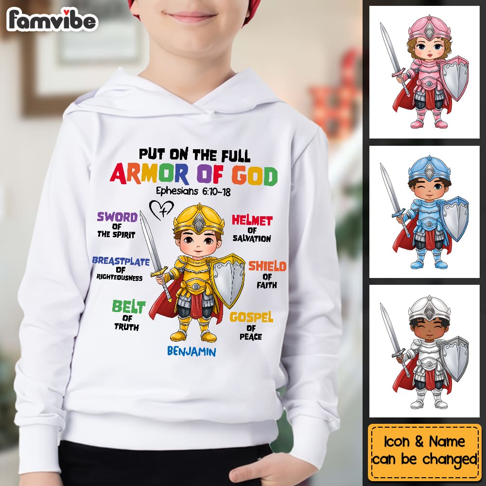 Personalized Gift For Grandson Armor Of God Kid T Shirt - Kid Hoodie - Kid Sweatshirt 30347 Mockup 2