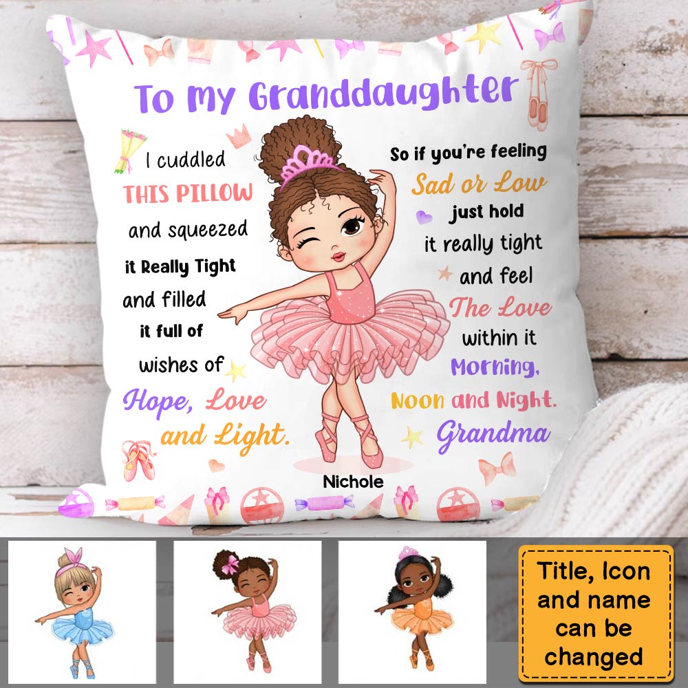 Personalized Gift For Granddaughter Hug This  Ballerina Pillow 30847 Primary Mockup