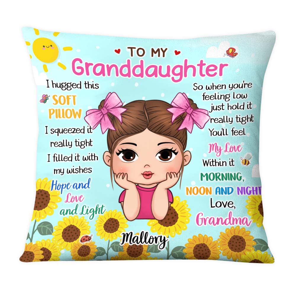 Personalized Gift For Granddaughter To My Granddaughter Sunflower Theme Pillow 30887 Primary Mockup