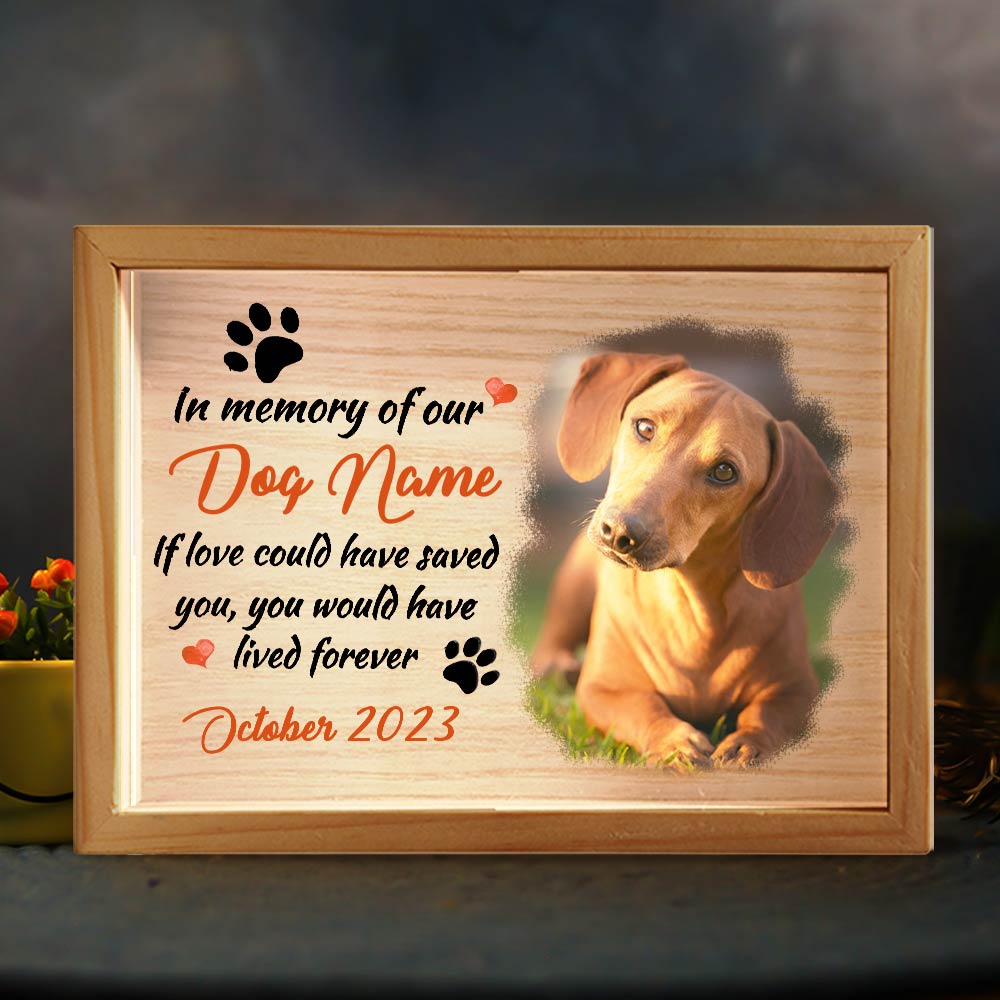 Personalized Dog Memorial Photo In Memory of Our Picture Frame Light Box Primary Mockup