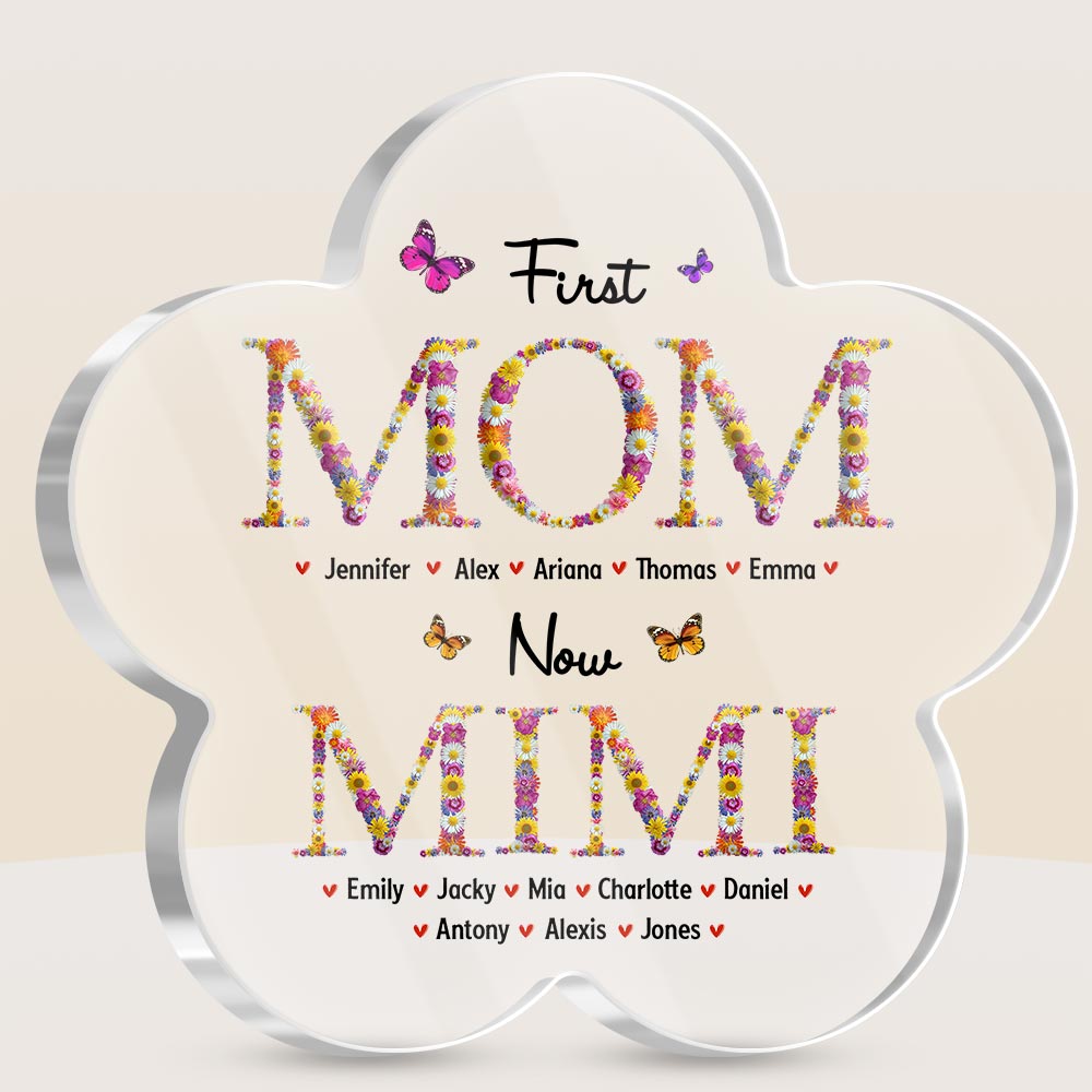 Personalized Gift For Nana First Mom Now Grandma Flower Pattern Plaque 31743 32080 Primary Mockup