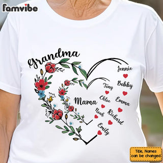Personalized Gift For Grandma Floral Heart Shirt Hoodie Sweatshirt 32512 Primary Mockup