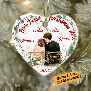Personalized First Christmas Wedding Couple Ornament OB51 65O34