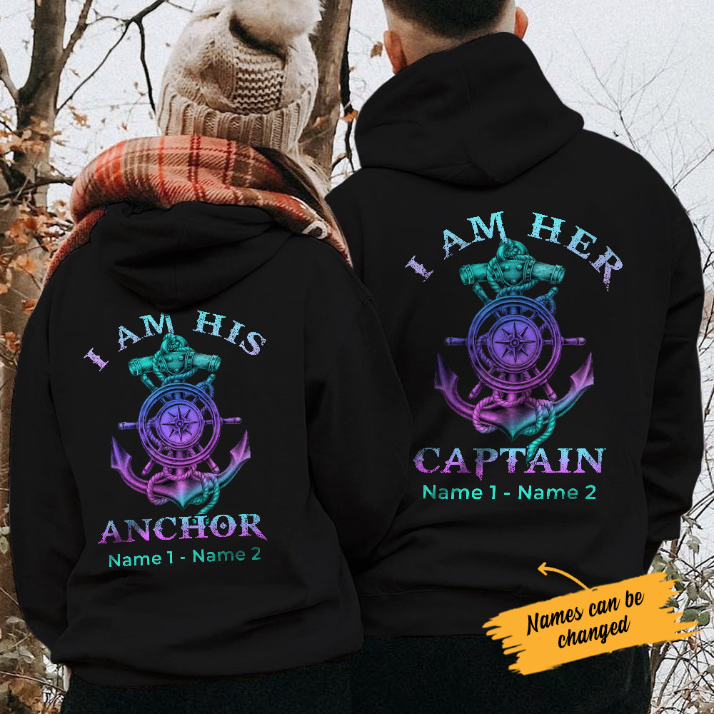 Personalized Captain And Anchor Love Couple Hoodie SB212 30O34