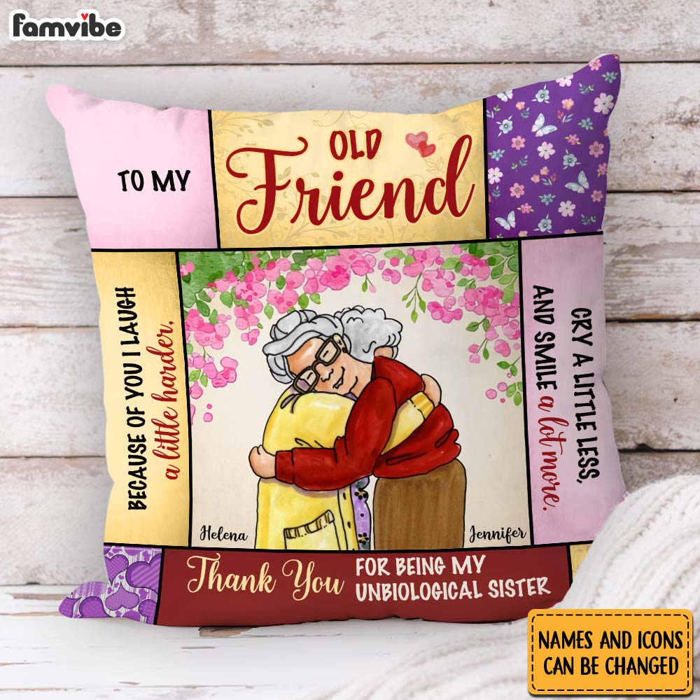Personalized Friend Gift Thank You For Being My Unbiological Sister Pillow 31332 Primary Mockup
