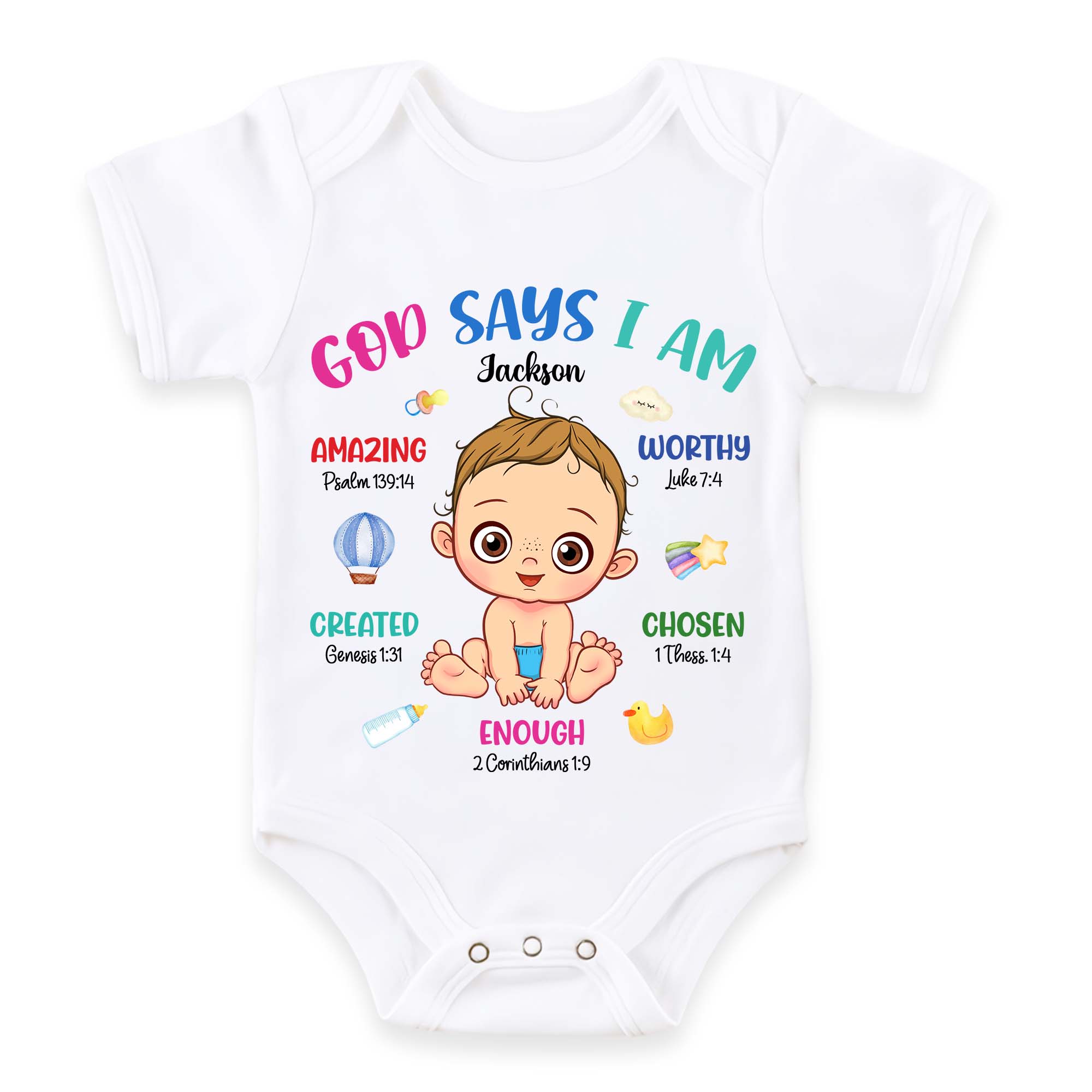 Personalized Gift For Baby God Says I Am Baby Onesie 31522 Primary Mockup