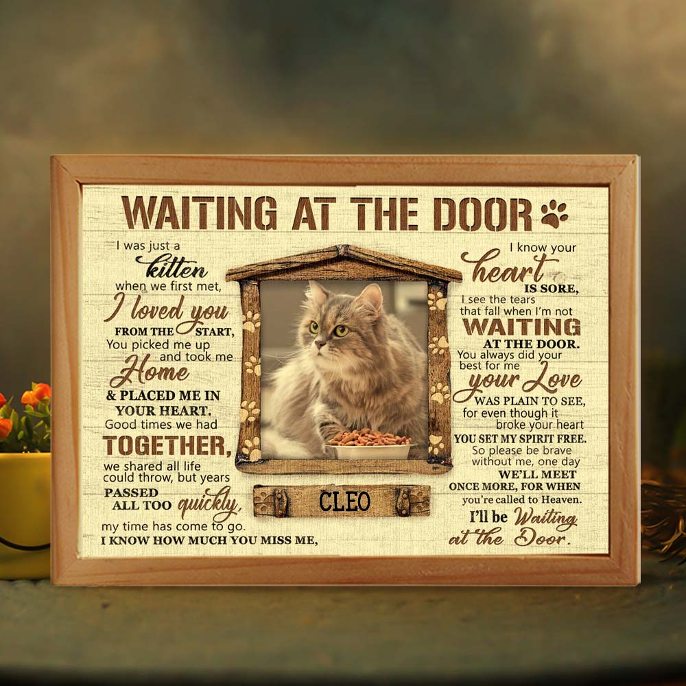 Personalized Gift For Cat Lover Waiting At The Door Picture Frame Light Box 31663 Primary Mockup