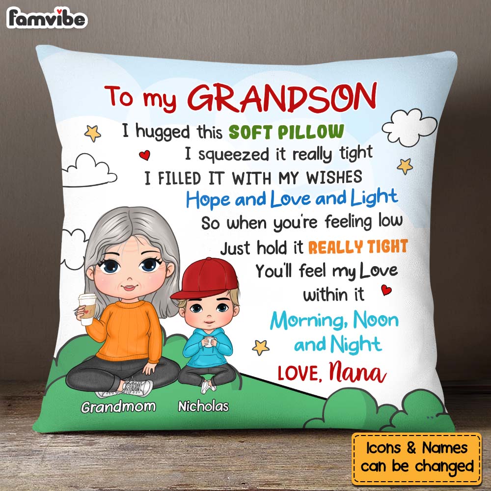 Personalized Gift For Grandson Granddaughter Cute Pillow 30467 Primary Mockup