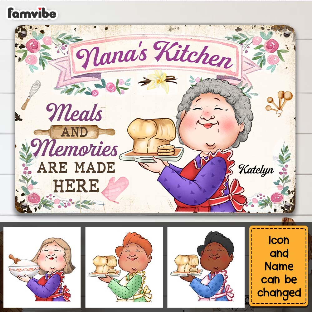 Personalized Gift For Grandma Cooking Baking Nana's Kitchen Metal Sign 31624 Primary Mockup