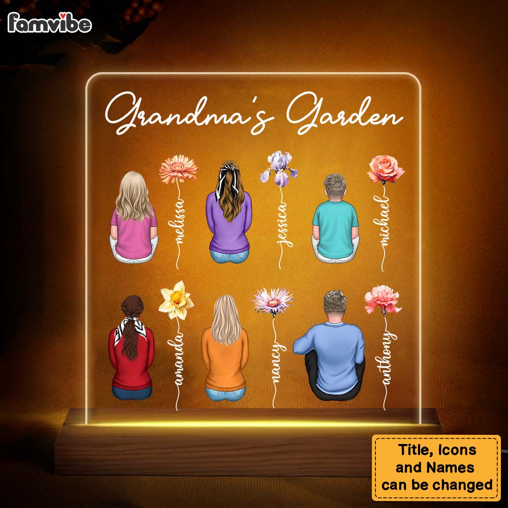 Personalized Gift For Grandma's Garden Plaque LED Lamp Night Light 32287 Primary Mockup