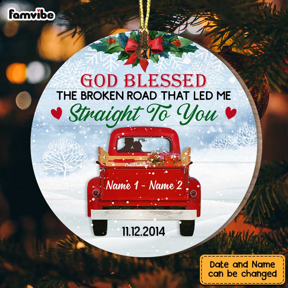 Personalized Love Couple Red Truck Christmas Circle Ornament OB171 87O47