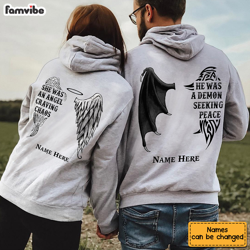 Personalized Demon Angel Love Couple Pullover Hoodie SB211 85O53