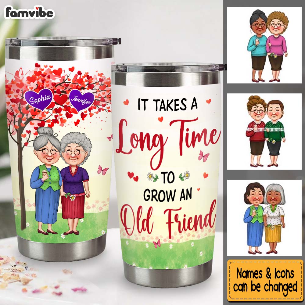Personalized Friendship Gift  Grow An Old Friend Steel Tumbler 32567 Primary Mockup