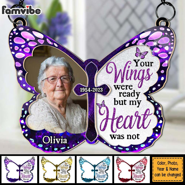 Personalized  Custom Photo Live Like A Butterfly Memorial Acrylic Mix Wood Suncatcher Ornament 34448 1