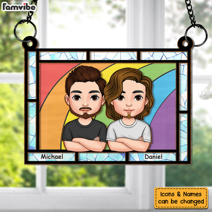 Personalized Love Is Love Rainbow Window Acrylic Mix Wood Suncatcher Ornament 34109 1