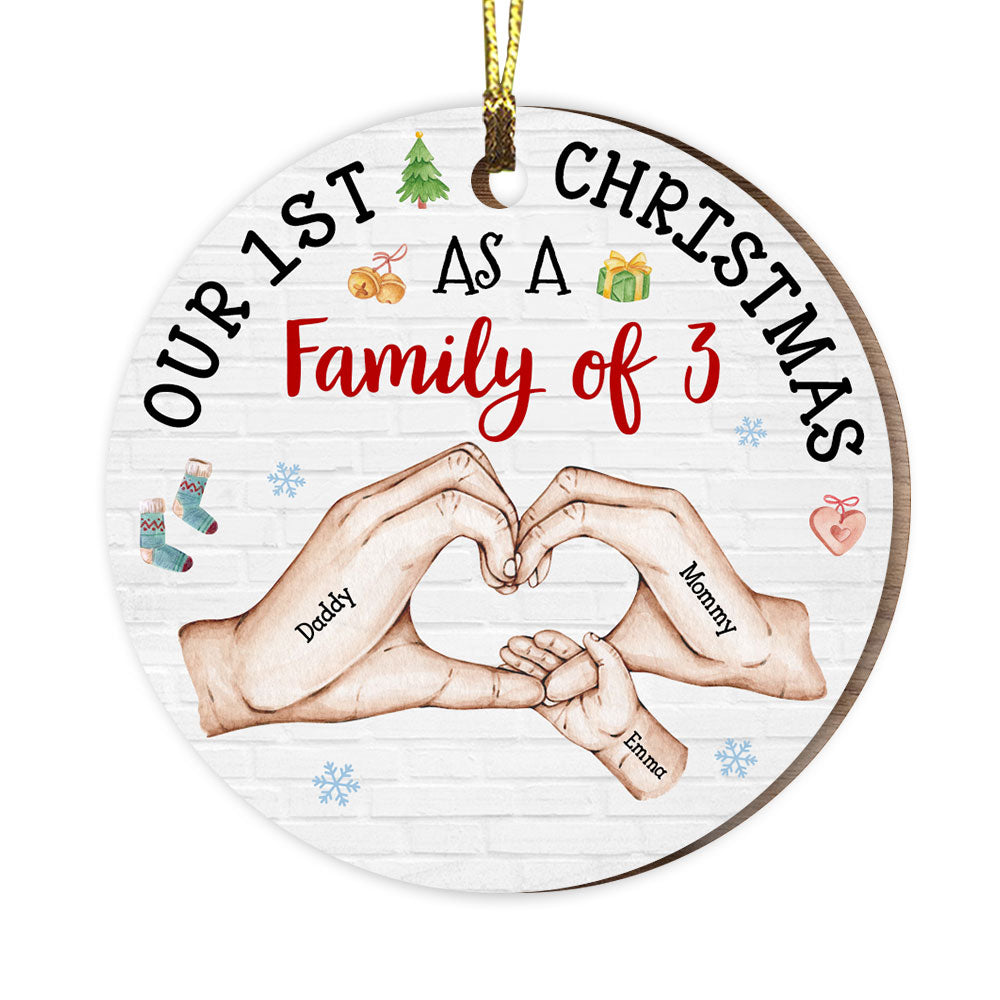 Personalized Baby's First Christmas As A Family Circle Ornament 28492