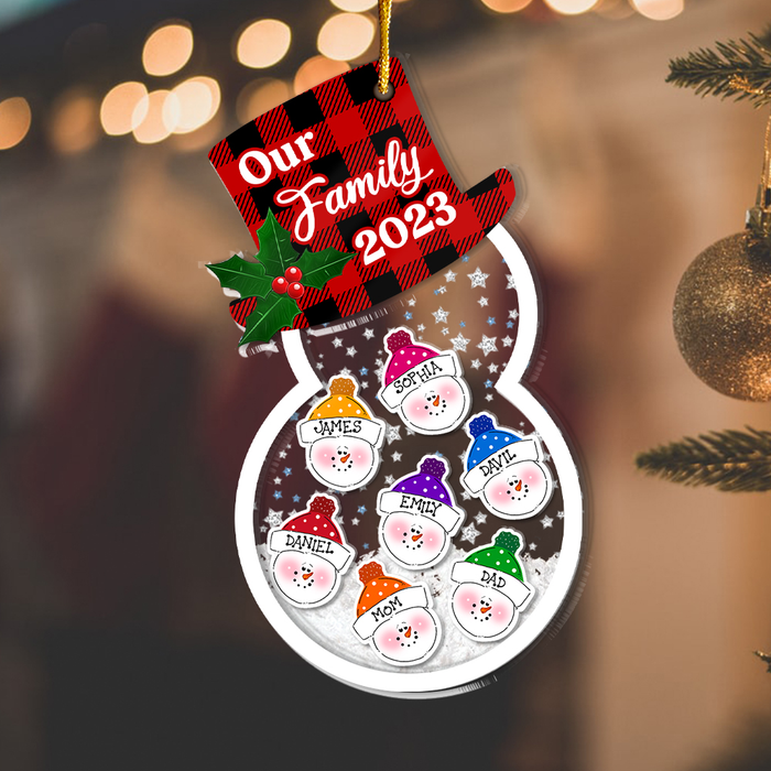 Personalized Christmas Gift For Family Snowman 5 Layered Shaker Ornament 29711 1