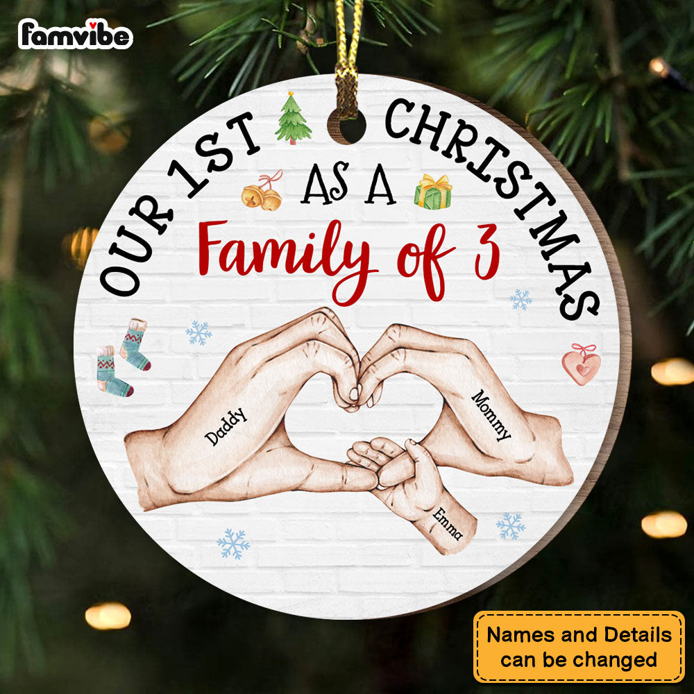 Personalized Baby's First Christmas As A Family Circle Ornament 28492