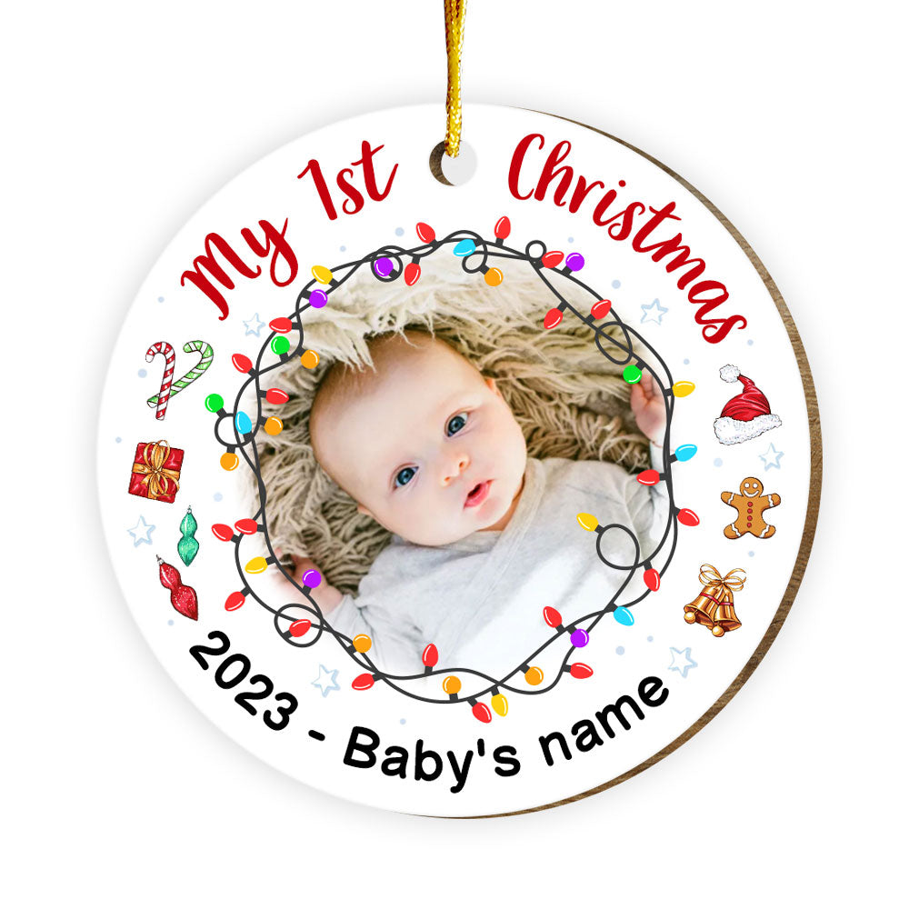 Personalized Gift For Baby Newborn My First Christmas Circle Ornament 27981
