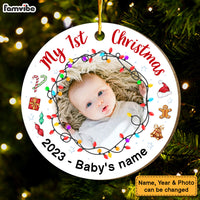 Personalized Gift For Baby Newborn My First Christmas Circle Ornament 27981 thumb 1