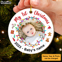 Personalized Gift For Baby Newborn My First Christmas Circle Ornament 27981 thumb 1