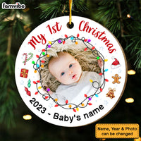 Personalized Gift For Baby Newborn My First Christmas Circle Ornament 27981 thumb 1