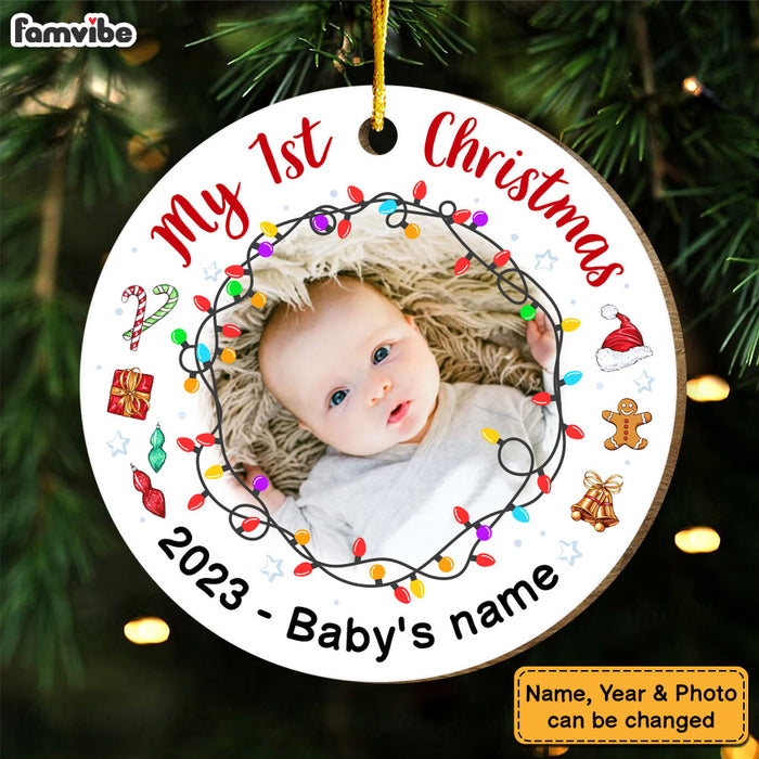 Personalized Gift For Baby Newborn My First Christmas Circle Ornament 27981 1