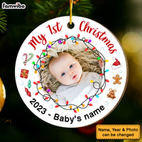 Personalized Gift For Baby Newborn My First Christmas Circle Ornament 27981 thumb 1