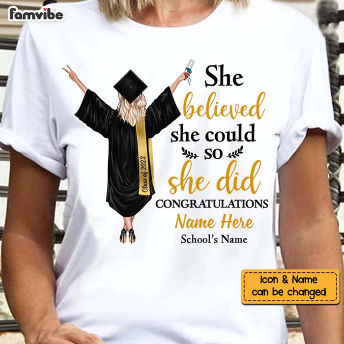 Personalized 'She Did It' Graduation T-Shirt - Gift for Daughter/Granddaughter Personalized 'She Did It' Graduation T-Shirt - Gift for Daughter/Granddaughter